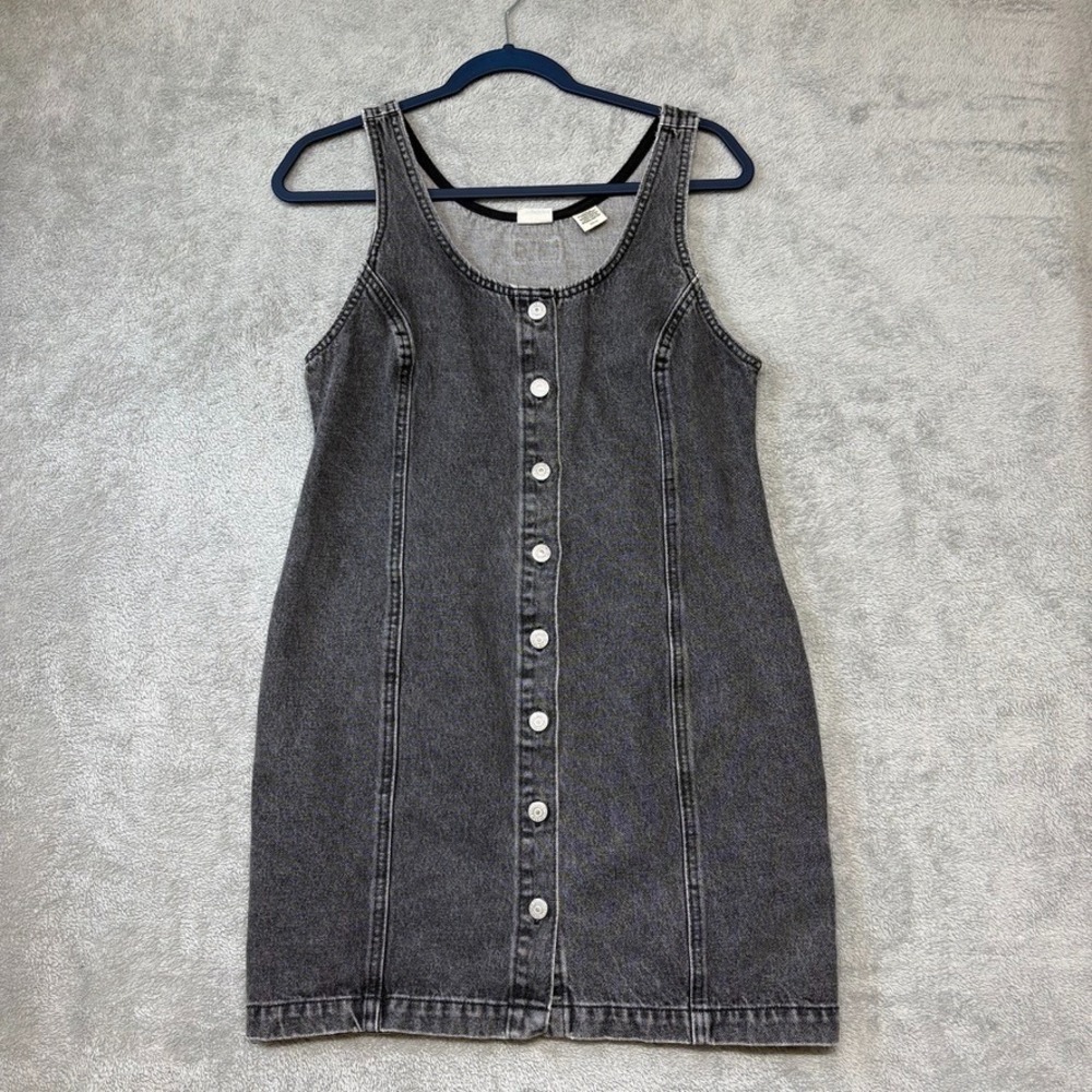 Levis Tuli Dress Womens Small Black Mini Scoop Neck Sleeveless Button Denim